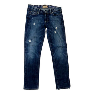 Paige Skyline Ankle Peg Jeans Size 30 Blue Distressed Pants Womens Denim